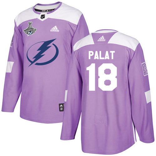 Adidas Tampa Bay Lightning #18 Ondrej Palat Purple Authentic Fights Cancer Youth 2020 Stanley Cup Champions Stitched NHL Jersey
